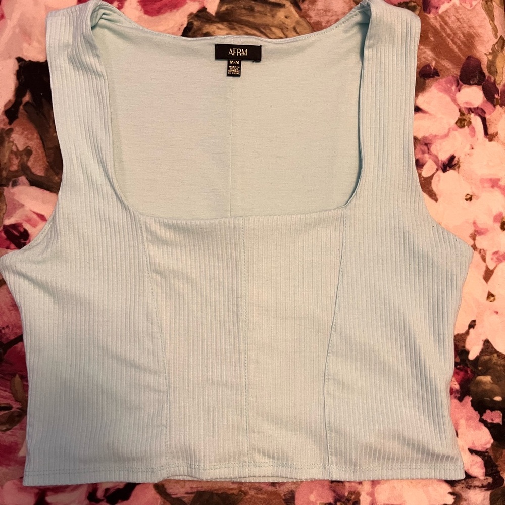 AFRM: Ribbed Square-Neck Crop Tank